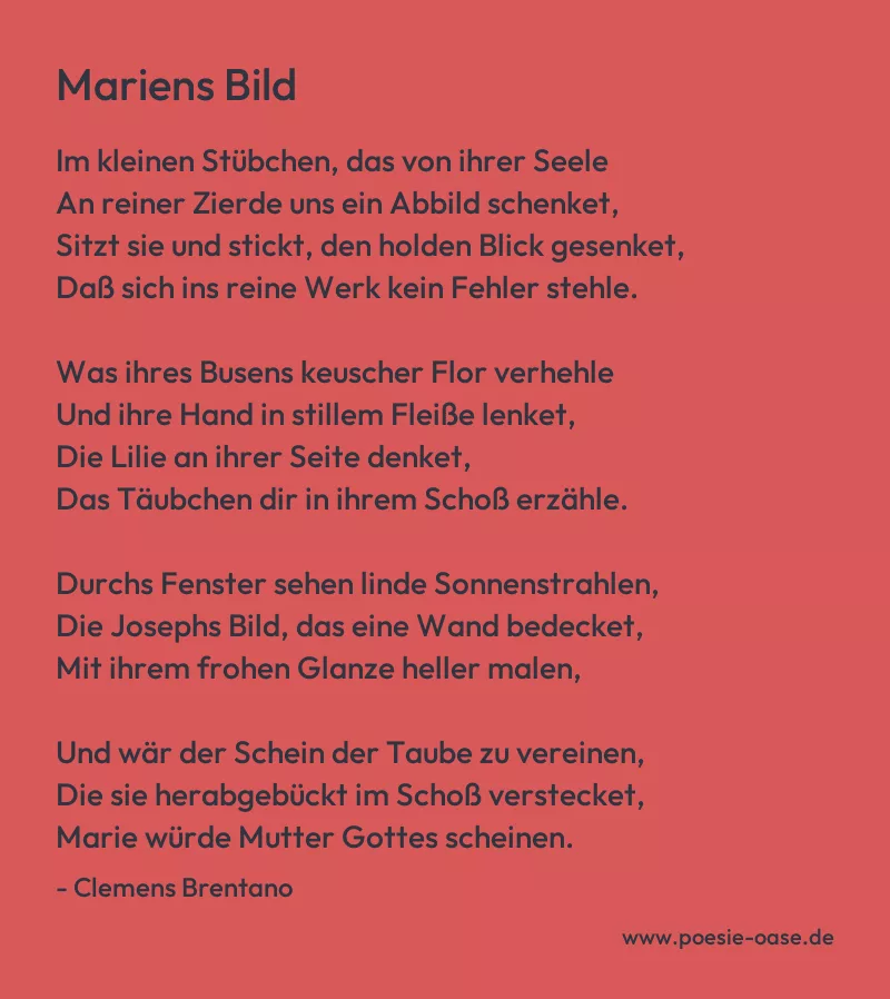 Gedicht: Mariens Bild von Clemens Brentano