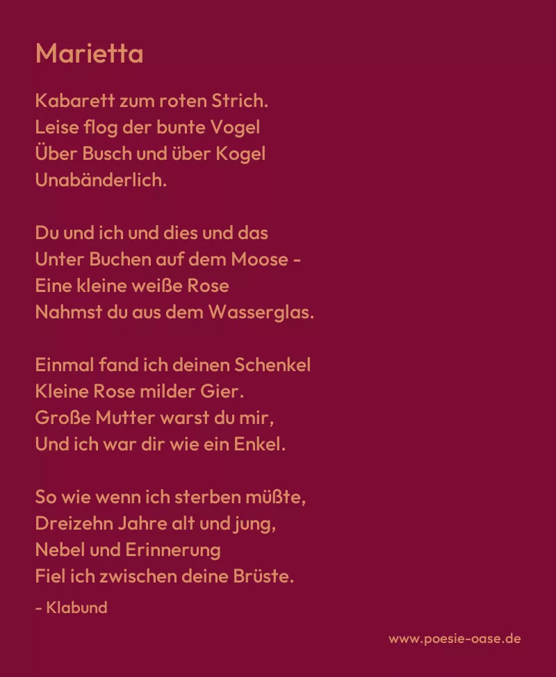 Gedicht: Marietta von Klabund