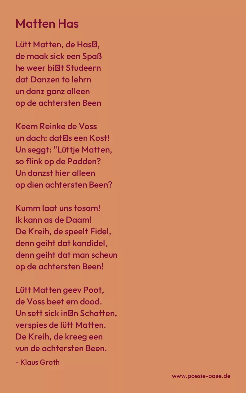 Gedicht: Matten Has von Klaus Groth