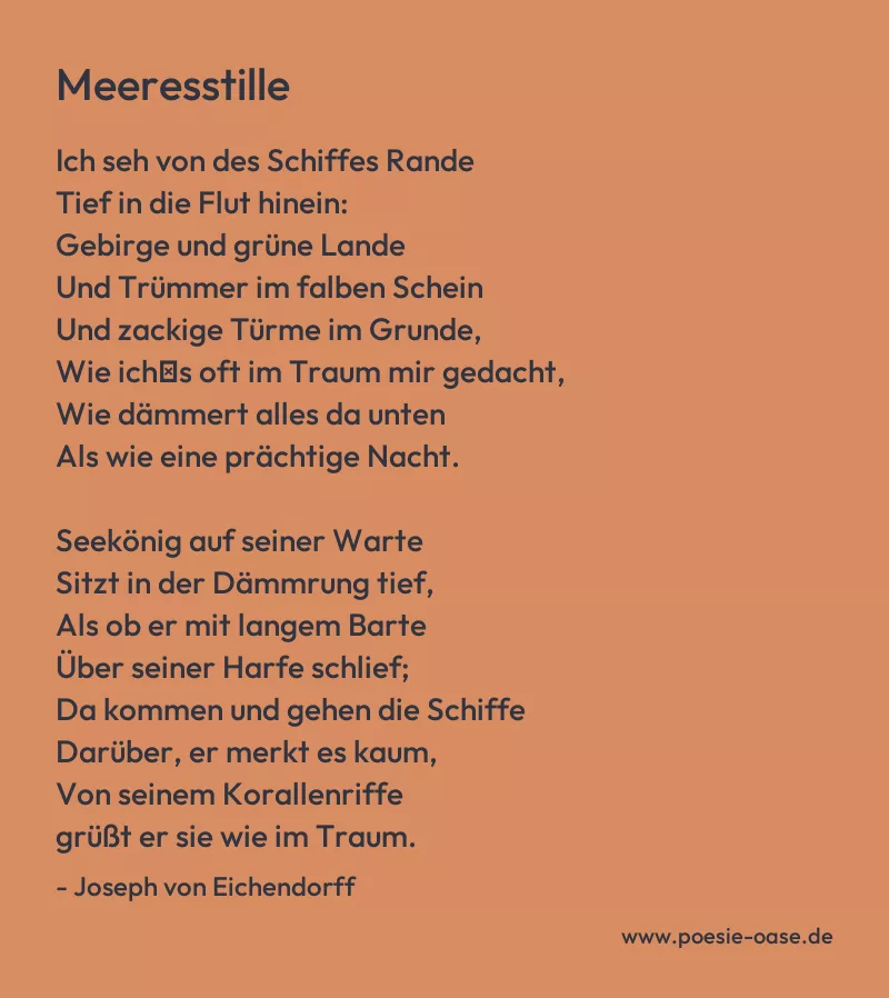 Gedicht: Meeresstille von Joseph von Eichendorff