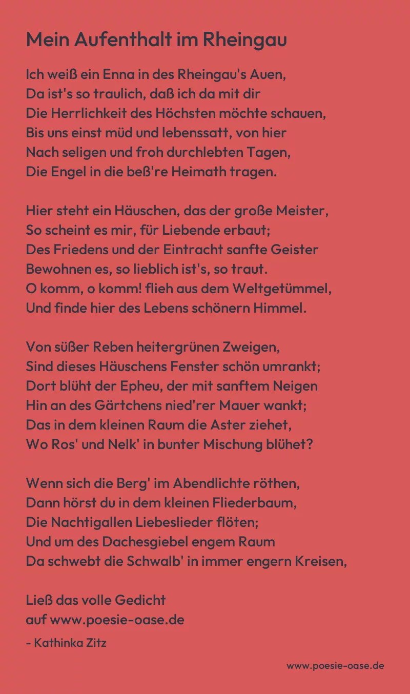 Gedicht: Mein Aufenthalt im Rheingau von Kathinka Zitz