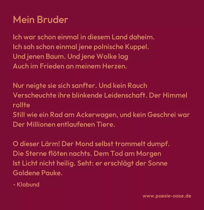 Gedicht: Mein Bruder von Klabund