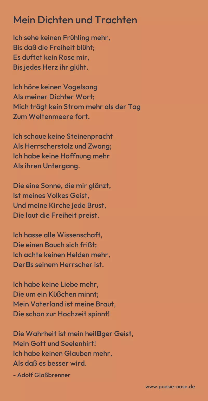 Gedicht: Mein Dichten und Trachten von Adolf Glaßbrenner