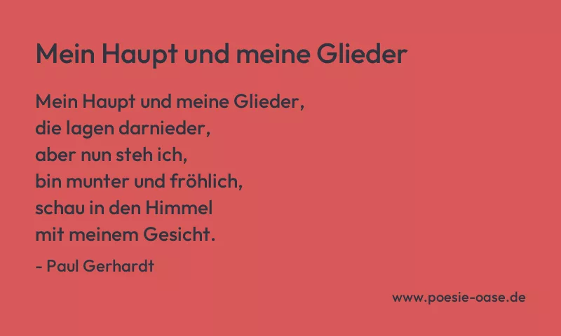 Gedicht: Mein Haupt und meine Glieder von Paul Gerhardt