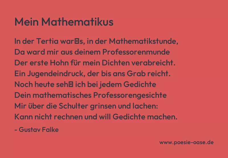 Gedicht: Mein Mathematikus von Gustav Falke