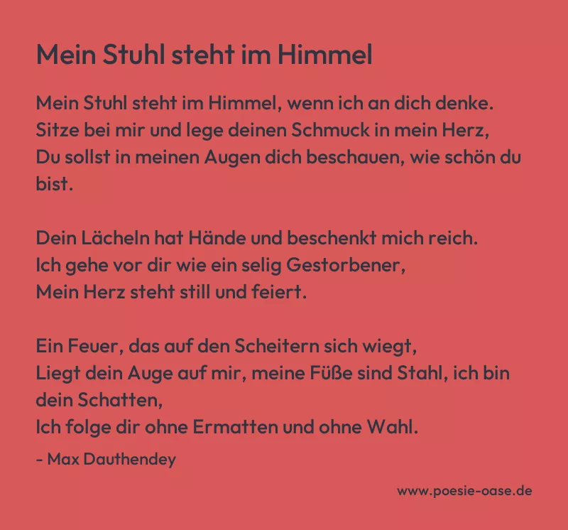 Gedicht: Mein Stuhl steht im Himmel von Max Dauthendey
