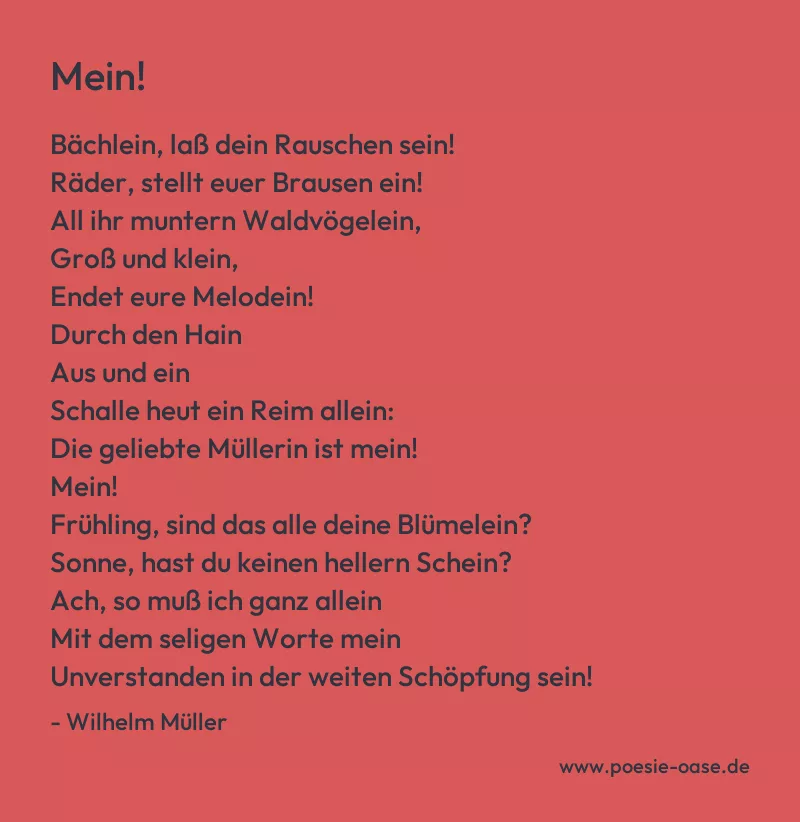 Gedicht: Mein! von Wilhelm Müller