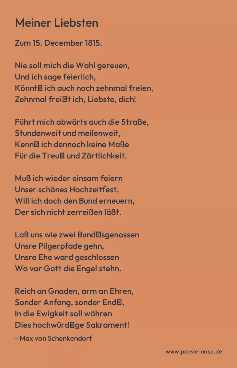 Gedicht: Meiner Liebsten von Max von Schenkendorf