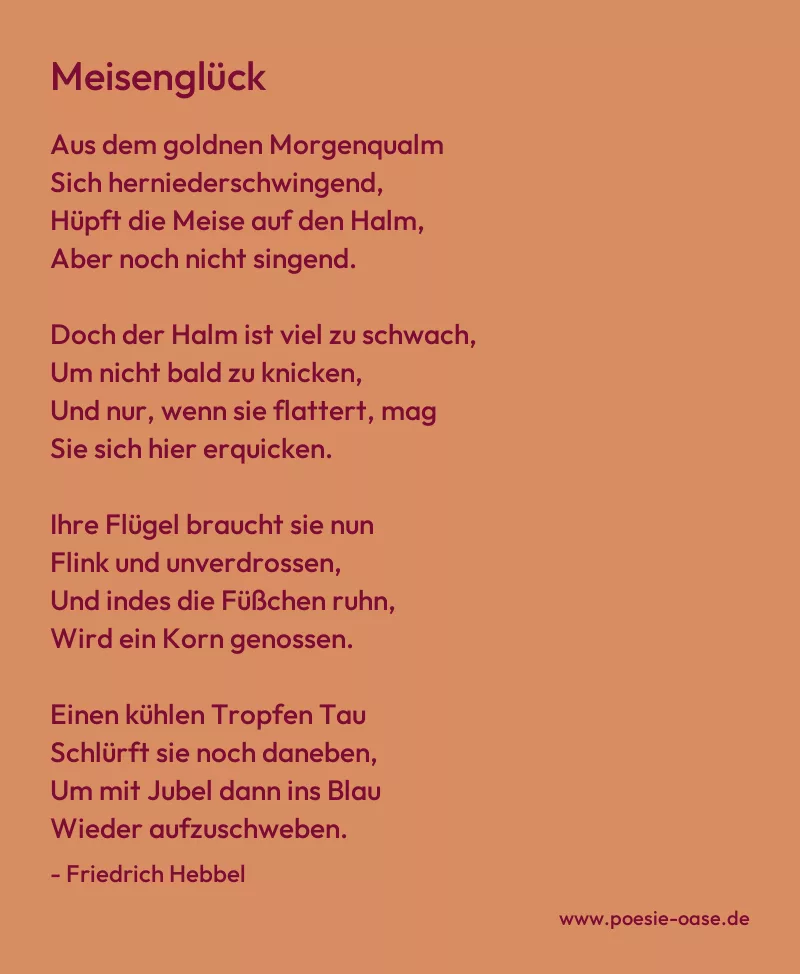 Gedicht: Meisenglück von Friedrich Hebbel