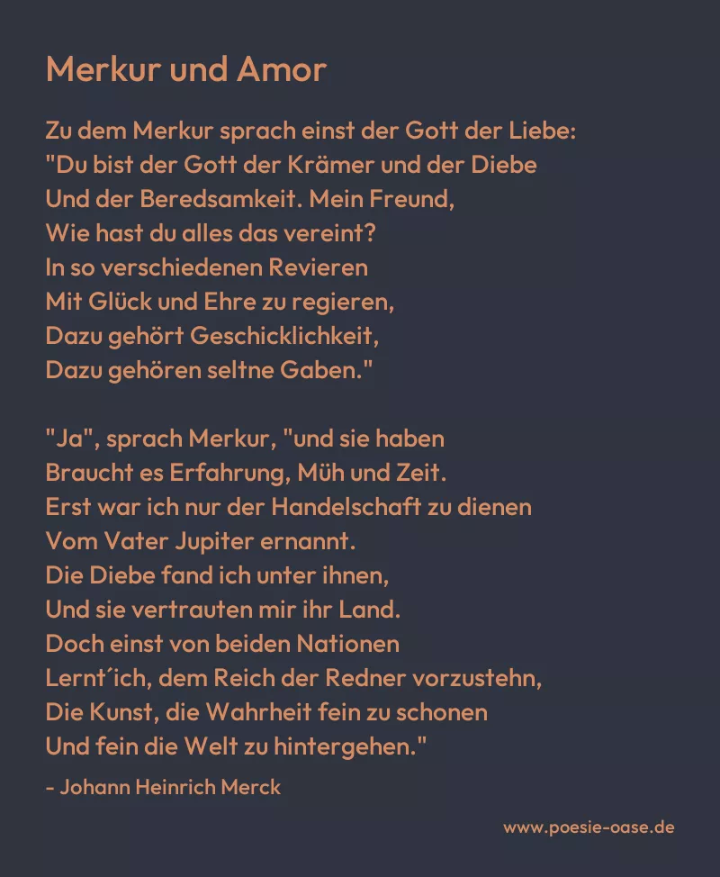 Gedicht: Merkur und Amor von Johann Heinrich Merck