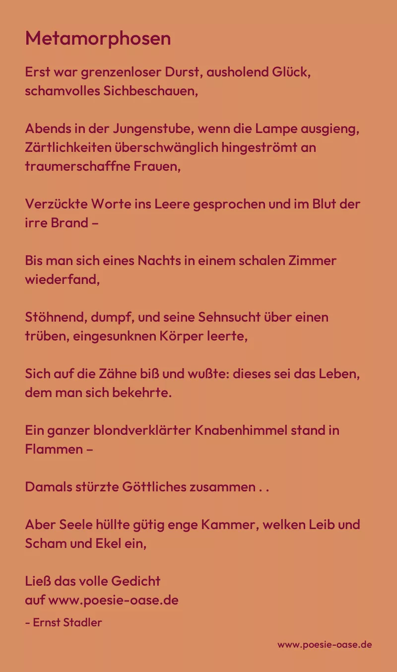 Gedicht: Metamorphosen von Ernst Stadler