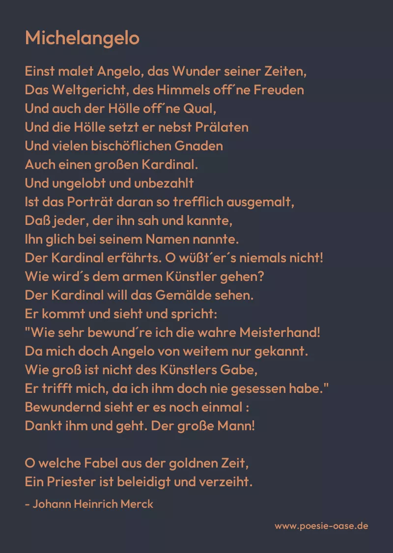 Gedicht: Michelangelo von Johann Heinrich Merck