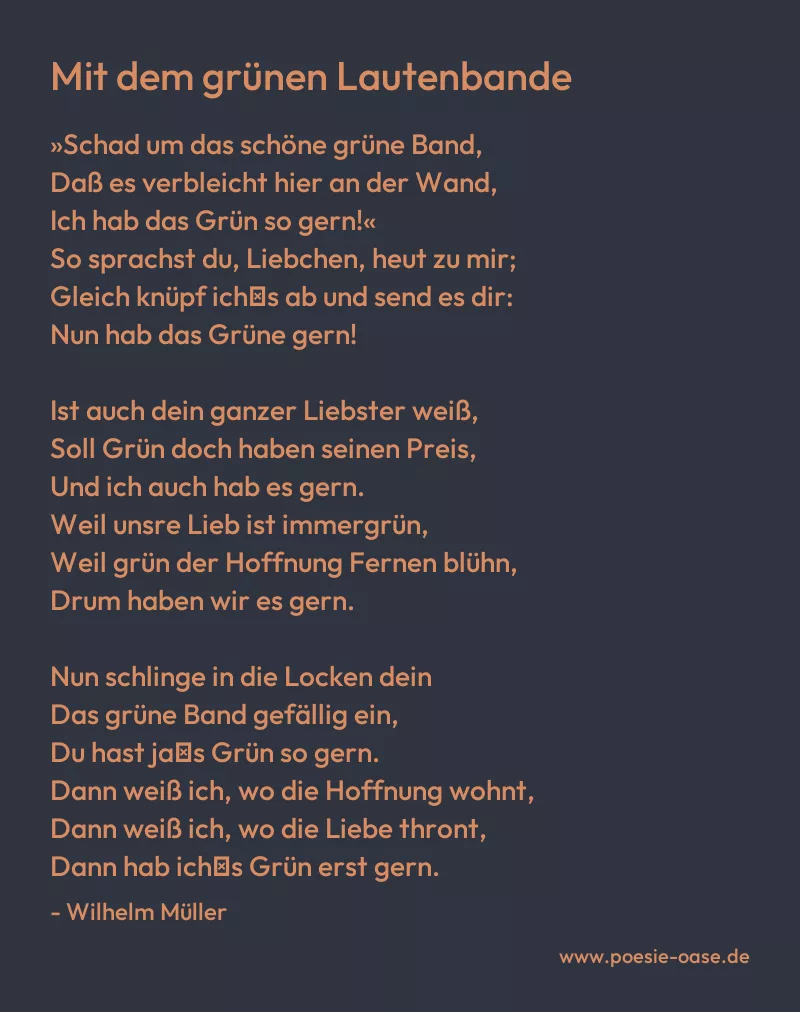 Gedicht: Mit dem grünen Lautenbande von Wilhelm Müller