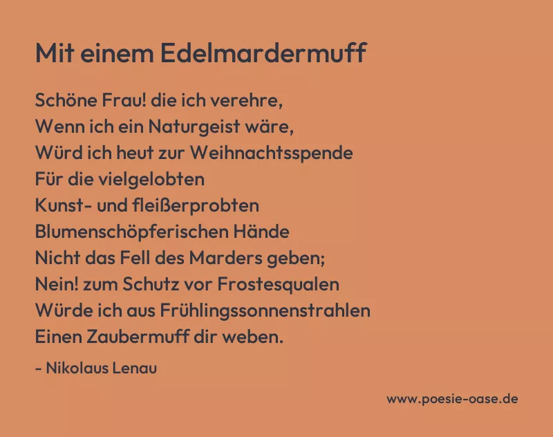 Gedicht: Mit einem Edelmardermuff von Nikolaus Lenau