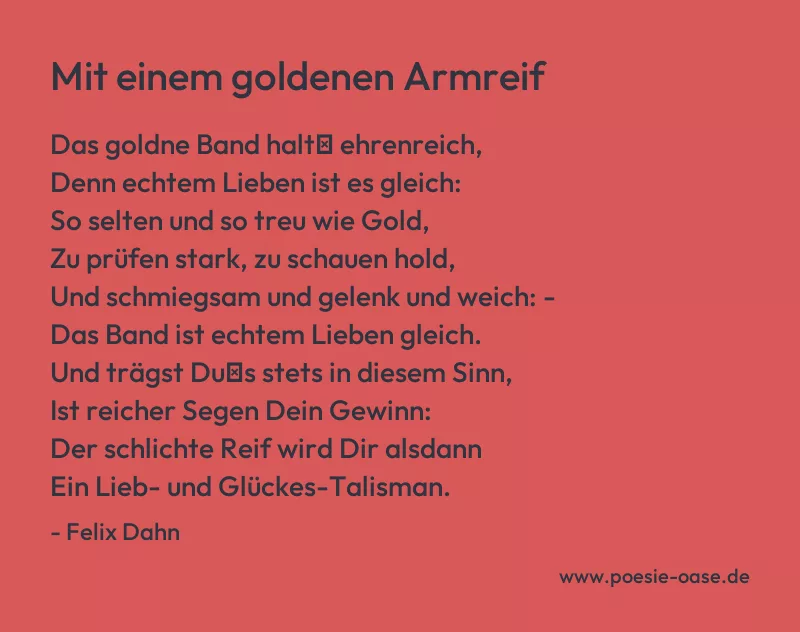Gedicht: Mit einem goldenen Armreif von Felix Dahn
