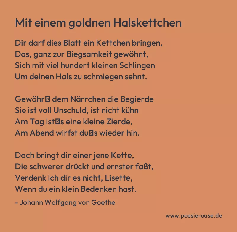 Gedicht: Mit einem goldnen Halskettchen von Johann Wolfgang von Goethe