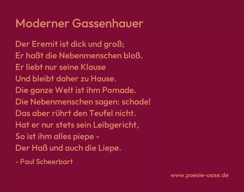 Gedicht: Moderner Gassenhauer von Paul Scheerbart