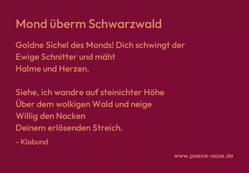 Gedicht: Mond überm Schwarzwald von Klabund