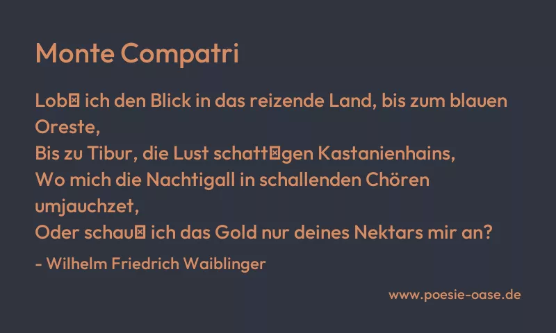 Gedicht: Monte Compatri von Wilhelm Friedrich Waiblinger