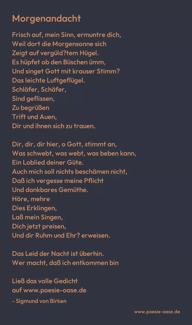 Gedicht: Morgenandacht von Sigmund von Birken