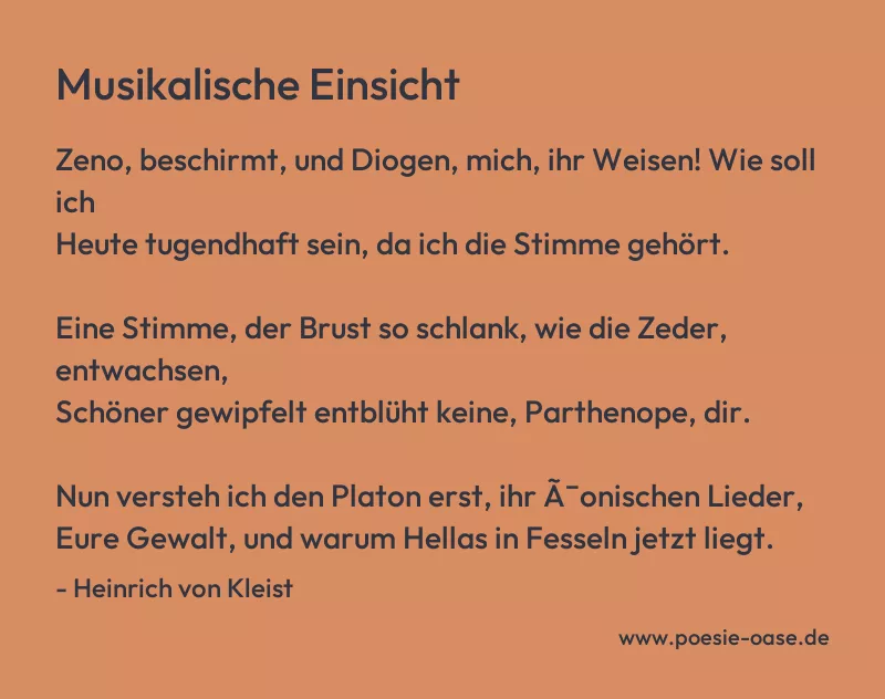 Gedicht: Musikalische Einsicht von Heinrich von Kleist