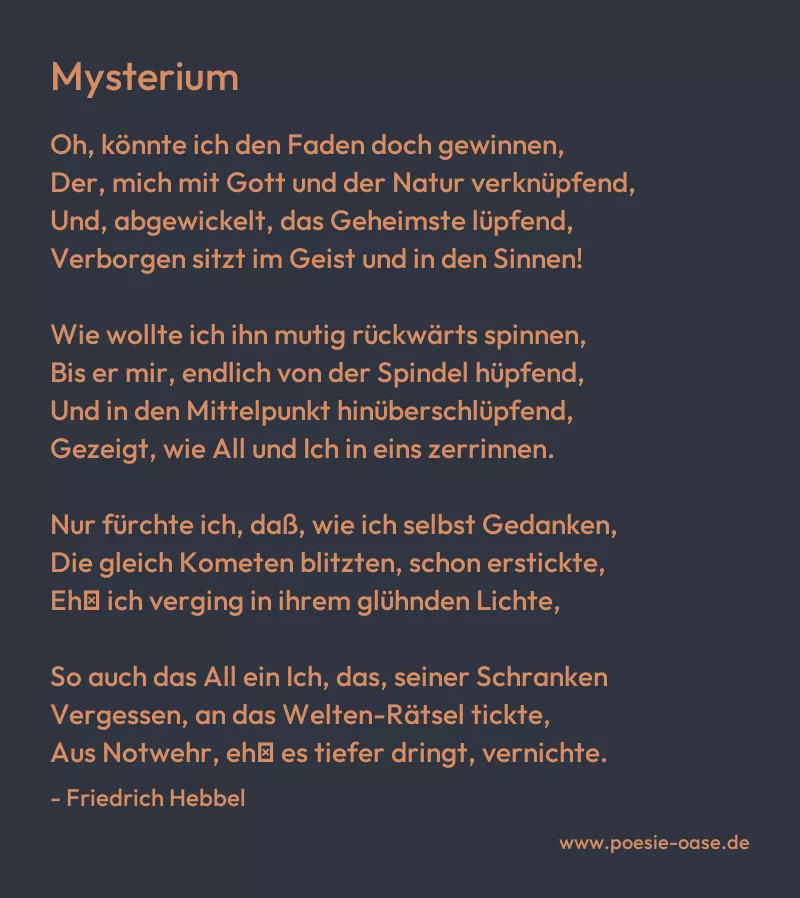 Gedicht: Mysterium von Friedrich Hebbel