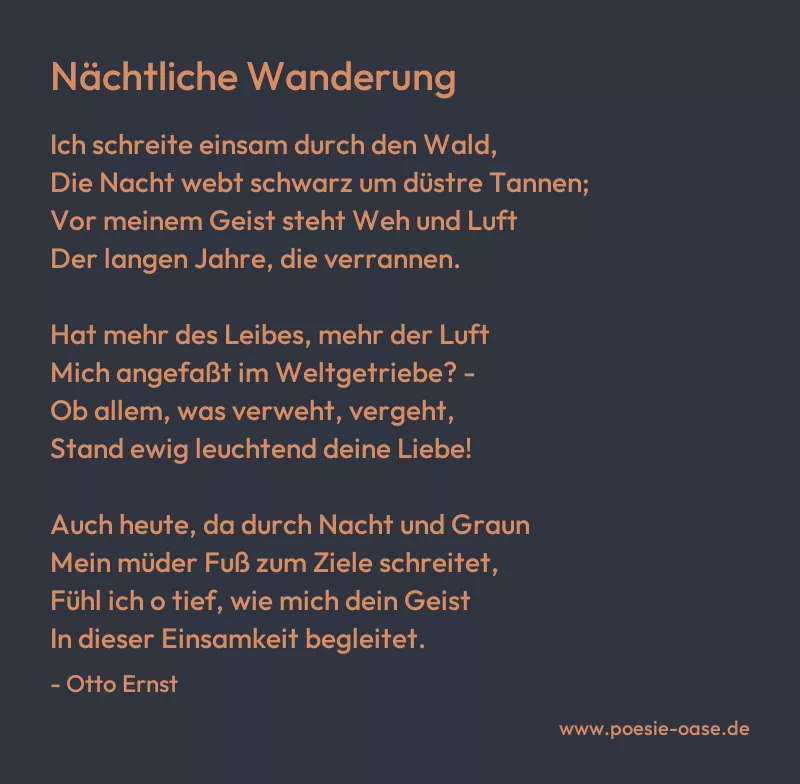 Gedicht: Nächtliche Wanderung von Otto Ernst