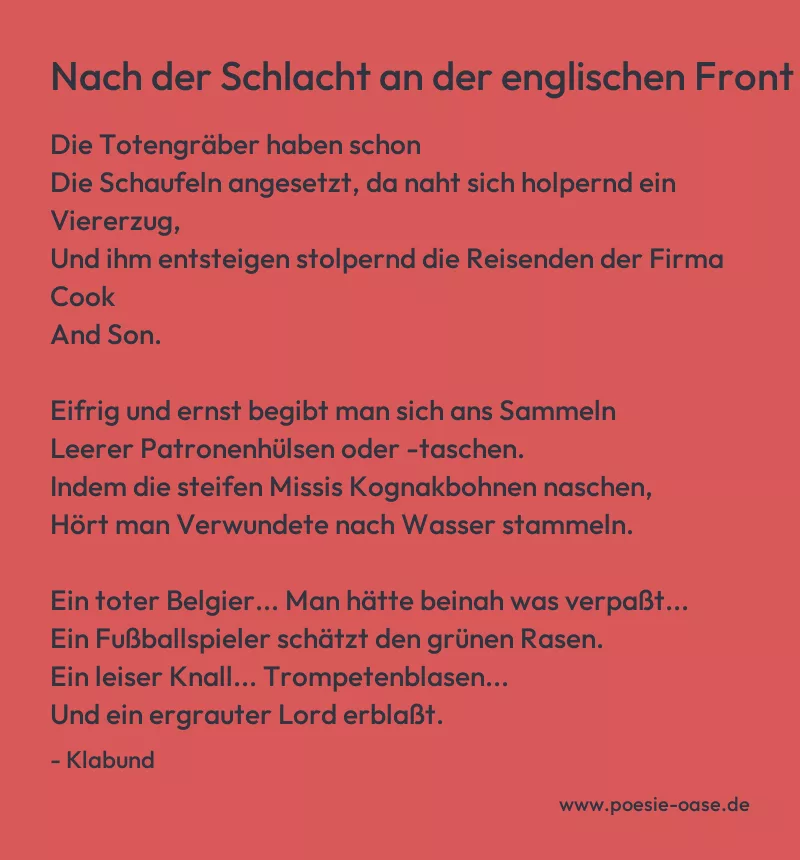 Gedicht: Nach der Schlacht an der englischen Front von Klabund