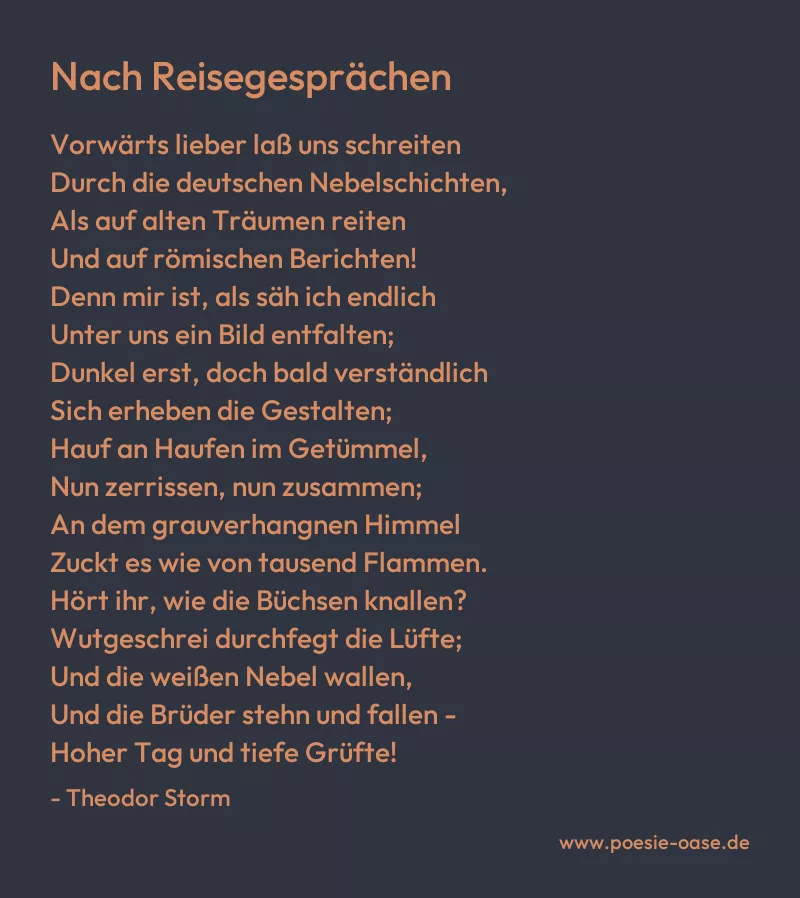 Gedicht: Nach Reisegesprächen von Theodor Storm
