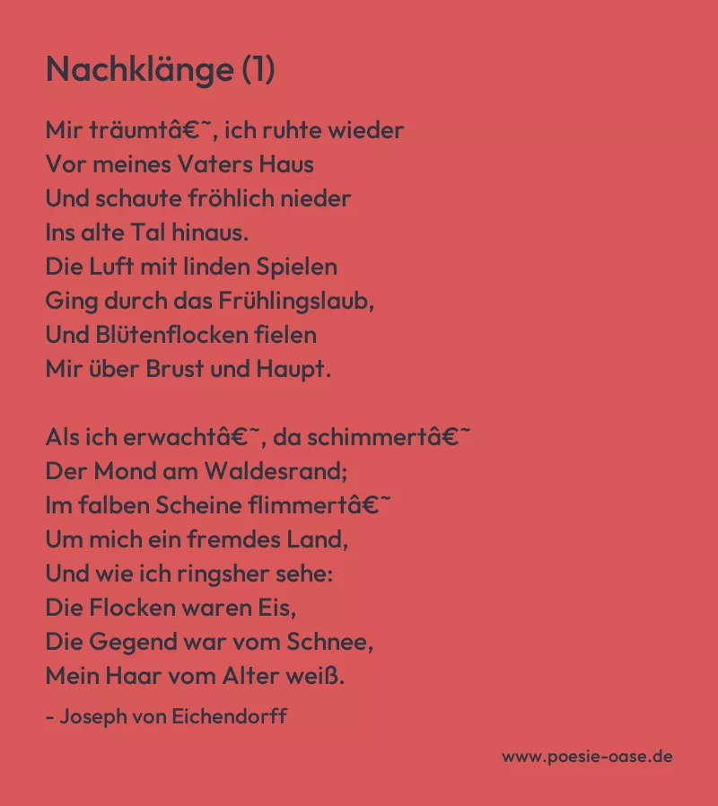 Gedicht: Nachklänge (1) von Joseph von Eichendorff