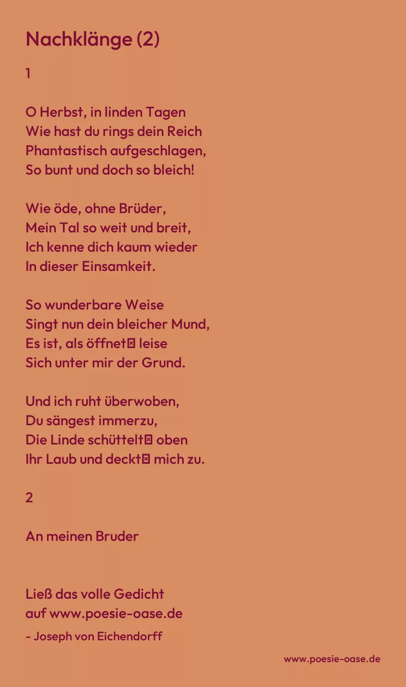Gedicht: Nachklänge (2) von Joseph von Eichendorff