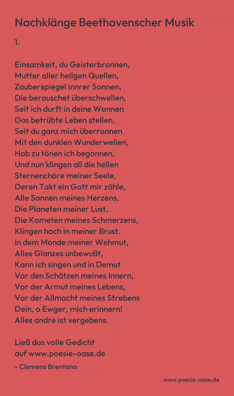 Gedicht: Nachklänge Beethovenscher Musik von Clemens Brentano