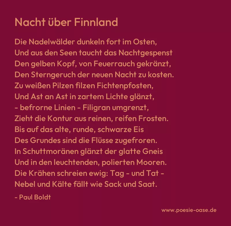 Gedicht: Nacht über Finnland von Paul Boldt