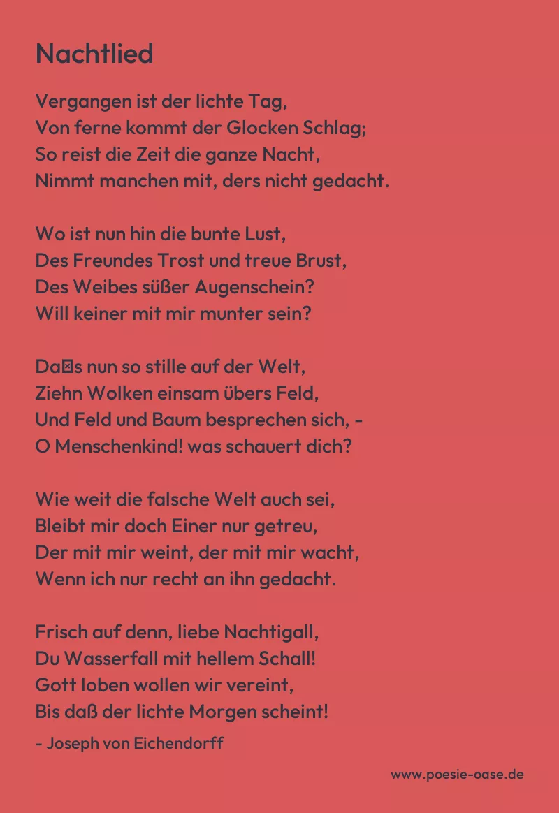 Gedicht: Nachtlied von Joseph von Eichendorff