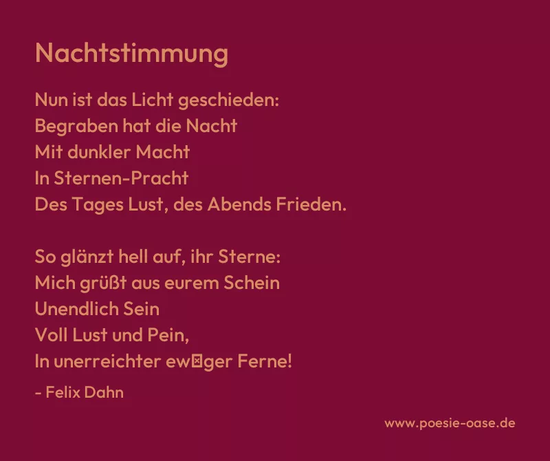 Gedicht: Nachtstimmung von Felix Dahn