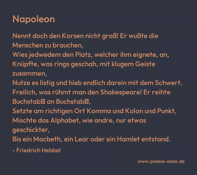Gedicht: Napoleon von Friedrich Hebbel
