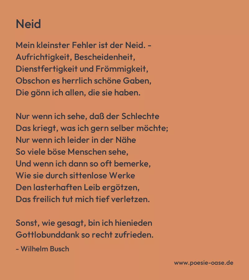 Gedicht: Neid von Wilhelm Busch