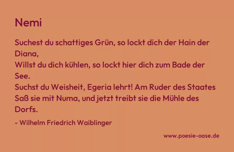 Gedicht: Nemi von Wilhelm Friedrich Waiblinger