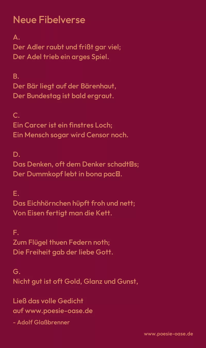 Gedicht: Neue Fibelverse von Adolf Glaßbrenner