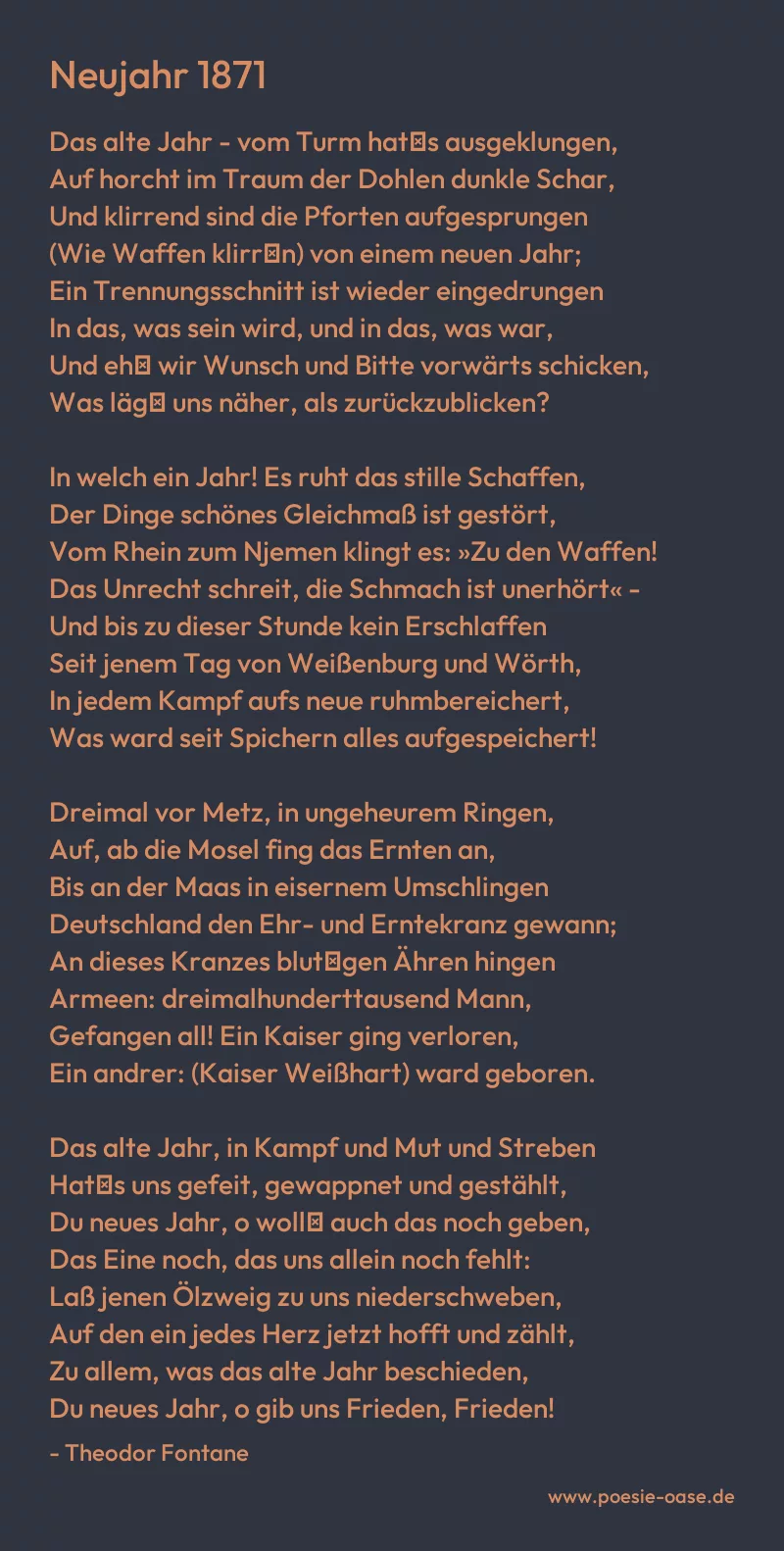 Gedicht: Neujahr 1871 von Theodor Fontane