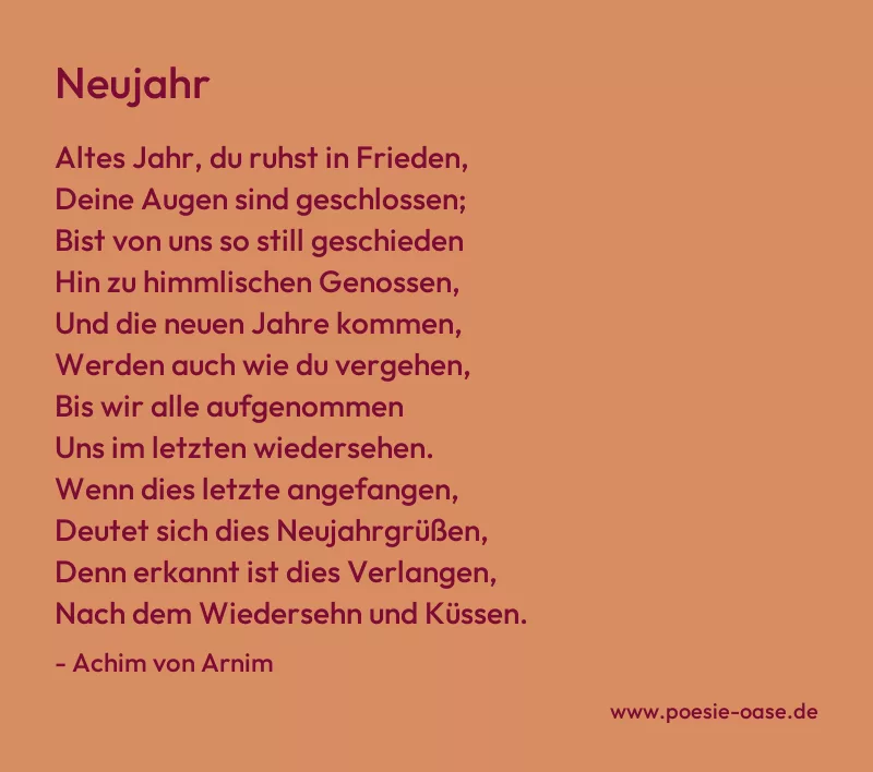 Gedicht: Neujahr von Achim von Arnim
