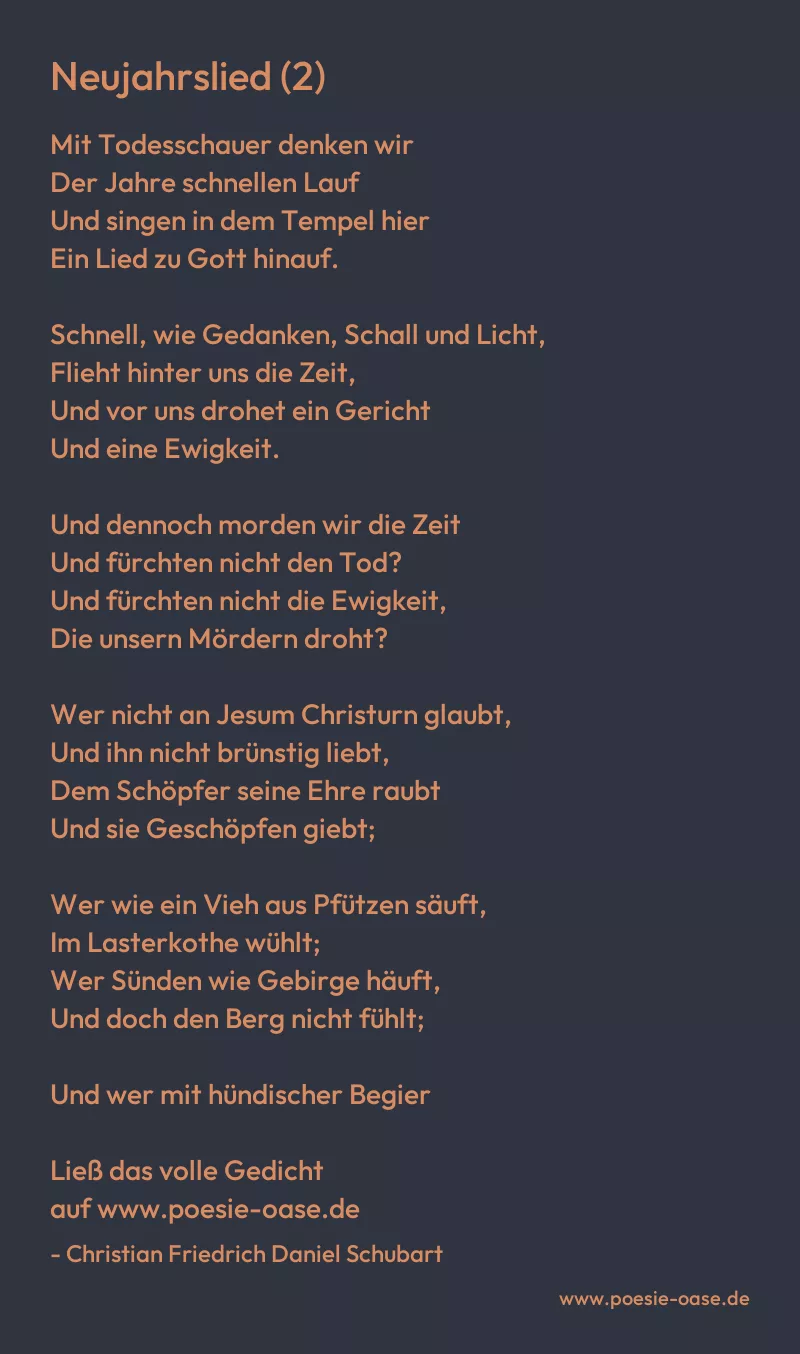 Gedicht: Neujahrslied (2) von Christian Friedrich Daniel Schubart