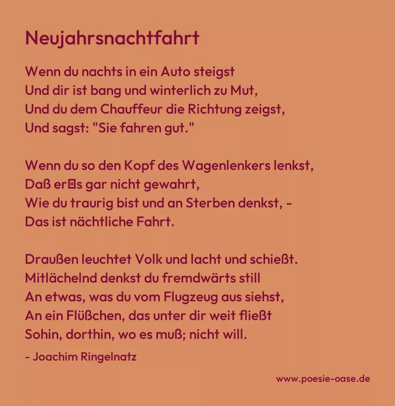 Gedicht: Neujahrsnachtfahrt von Joachim Ringelnatz