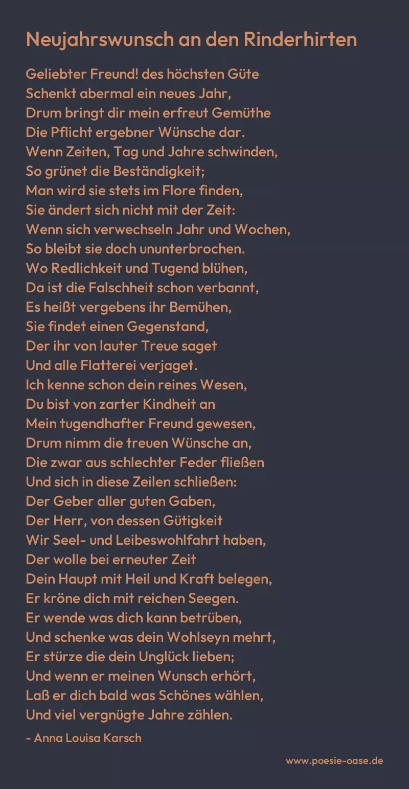 Gedicht: Neujahrswunsch an den Rinderhirten von Anna Louisa Karsch