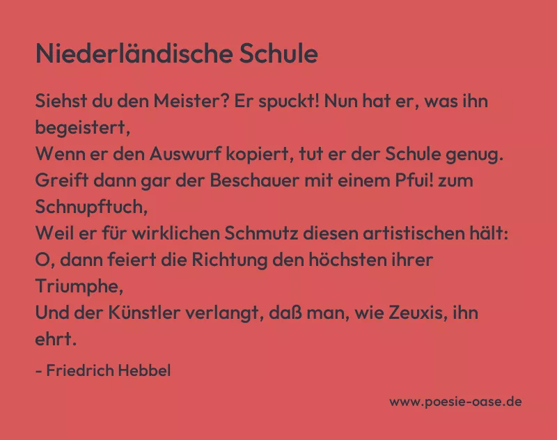 Gedicht: Niederländische Schule von Friedrich Hebbel