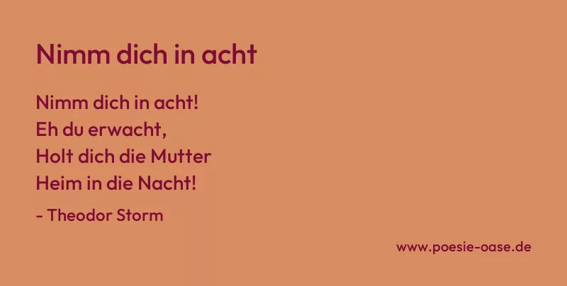 Gedicht: Nimm dich in acht von Theodor Storm