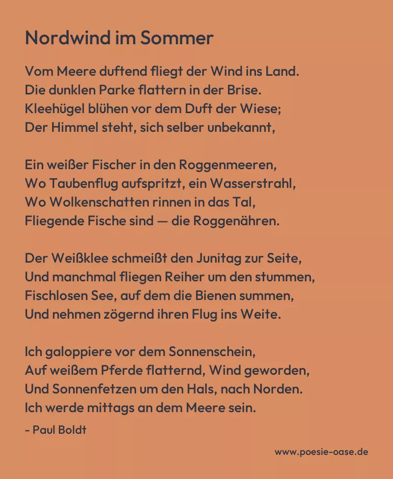 Gedicht: Nordwind im Sommer von Paul Boldt