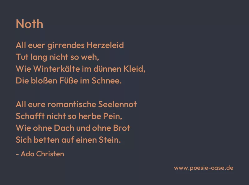 Gedicht: Noth von Ada Christen