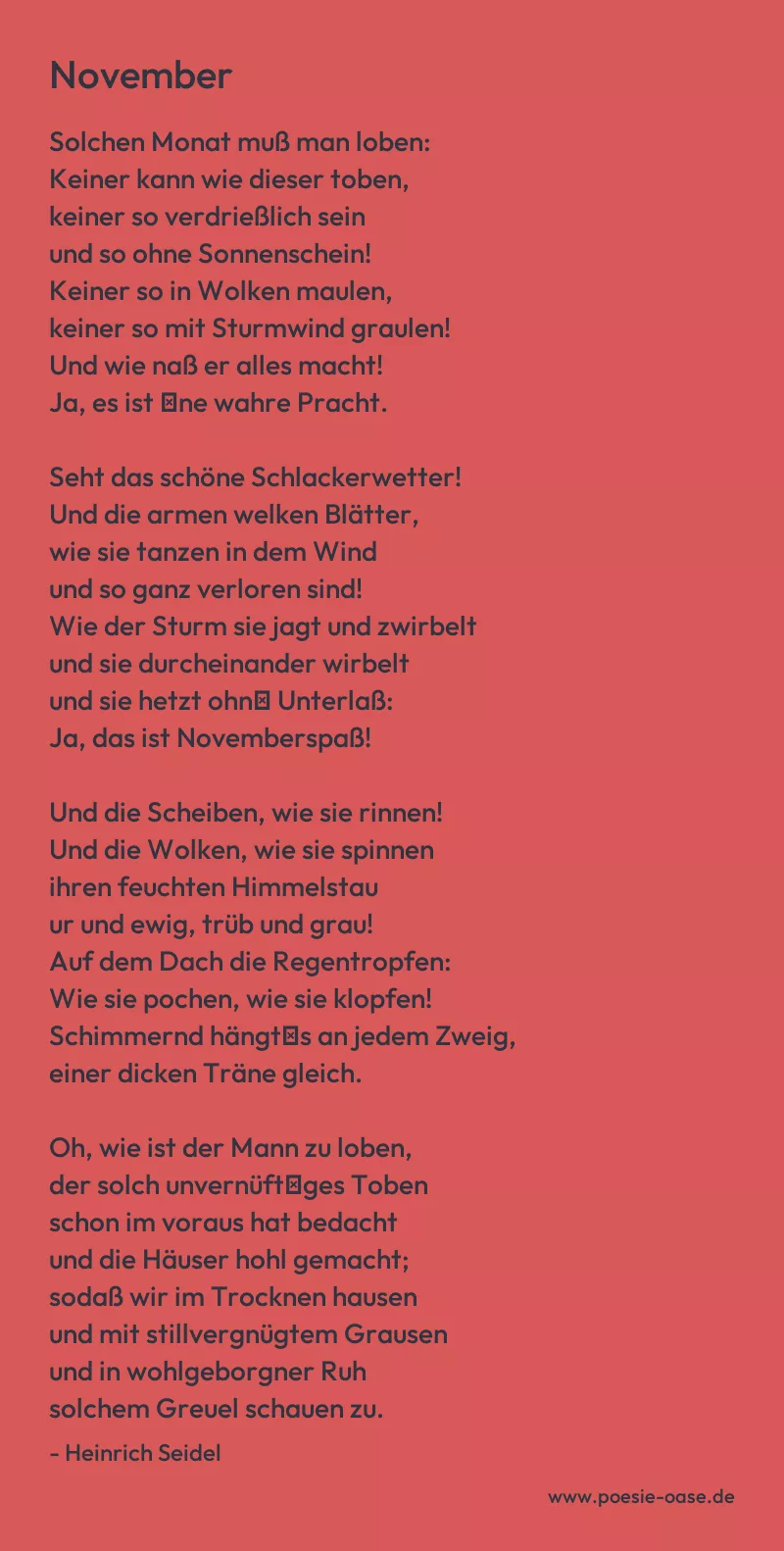 Gedicht: November von Heinrich Seidel
