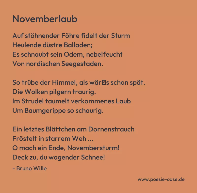 Gedicht: Novemberlaub von Bruno Wille